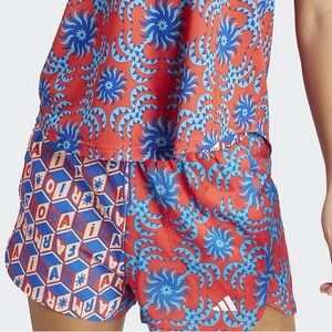 Farm Rio & Adidas Red and Blue Patterned Shorts